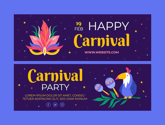 Conjunto de banners horizontales de celebración de carnaval