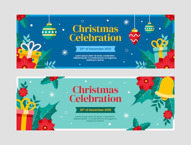 Conjunto de banners horizontales de celebración de temporada navideña