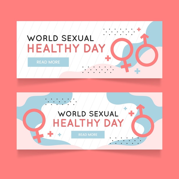 Vector conjunto de banners horizontales del día mundial de la salud sexual.