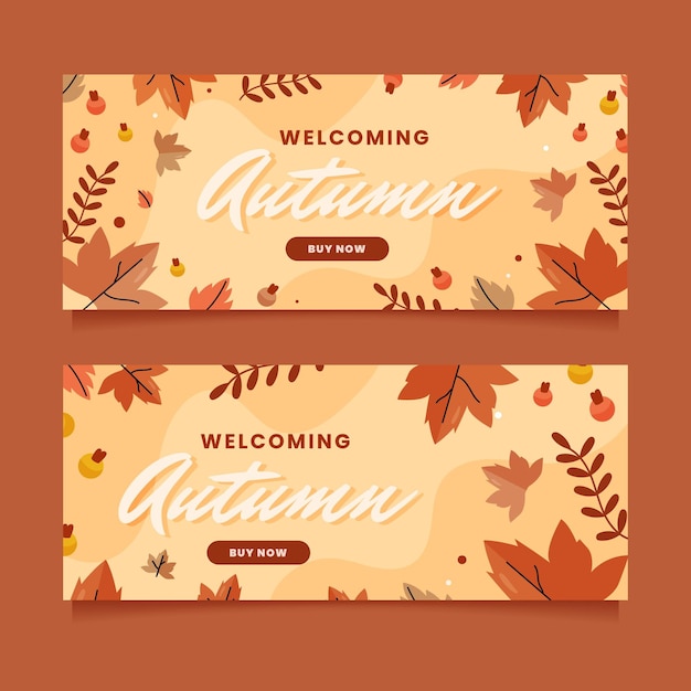 Vector conjunto de banners horizontales otoño plano