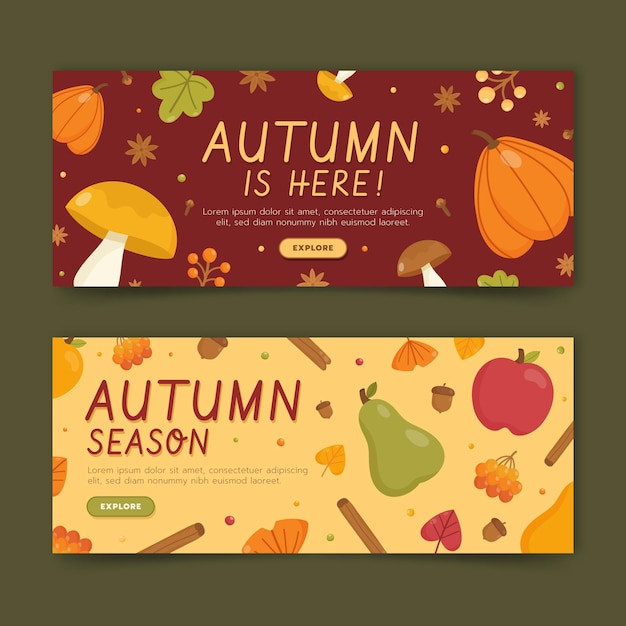 Vector conjunto de banners horizontales de otoño