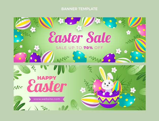 Vector conjunto de banners horizontales de pascua degradado