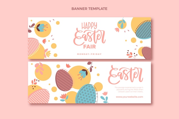 Vector conjunto de banners horizontales de pascua plana