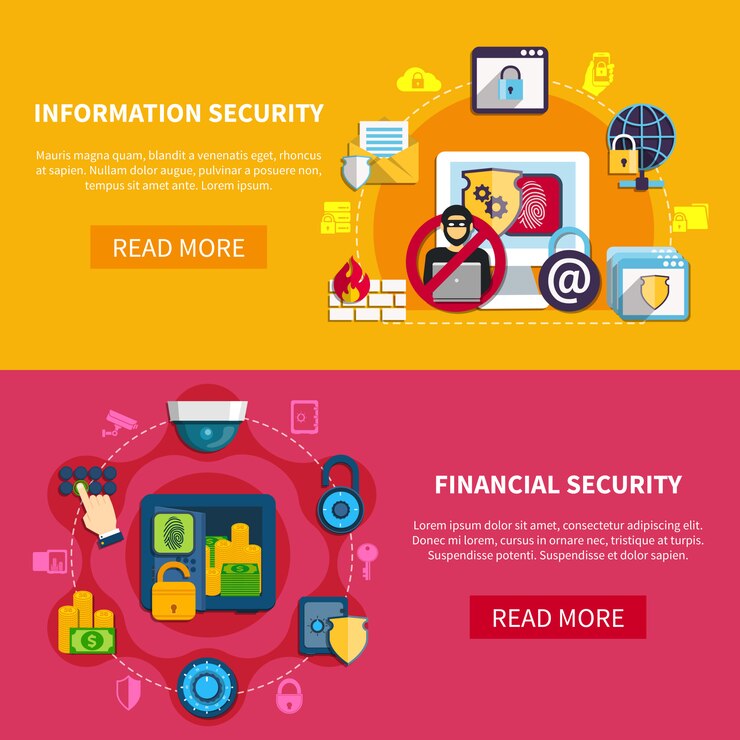 Vector conjunto de banners horizontales de seguridad