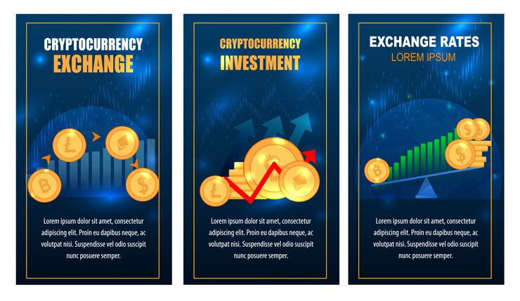 Vector conjunto de banners de intercambio de tecnología de comercio de comercio