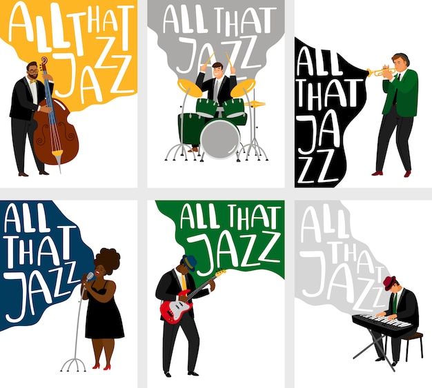 Vector conjunto de banners de jazz