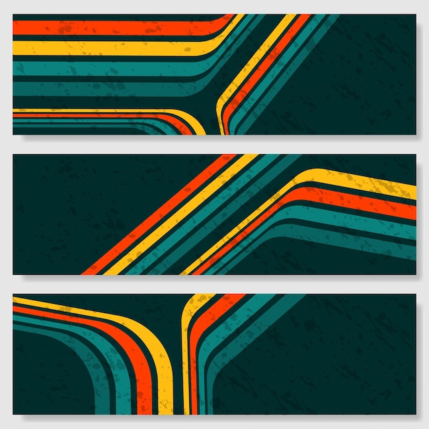 Conjunto de banners de líneas retro