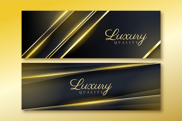 Conjunto de banners de lujo dorado degradado