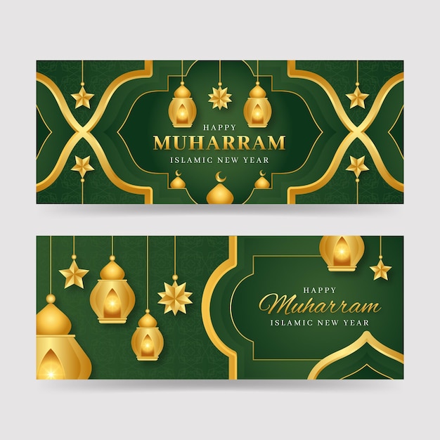 Conjunto de banners de muharram realista.
