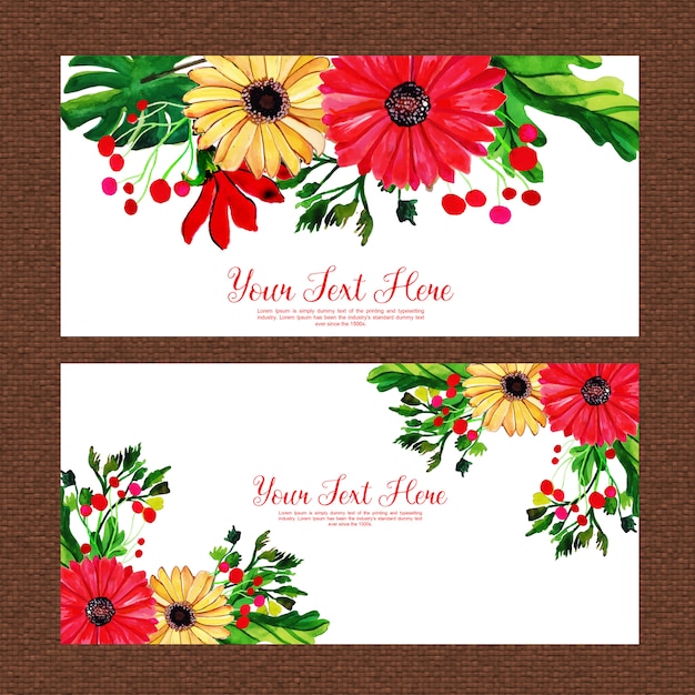 Conjunto de banners multiusos floral acuarela