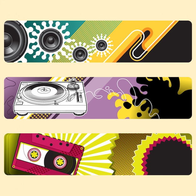 Conjunto de banners de música.