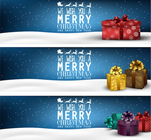 Conjunto de banners de navidad de invierno