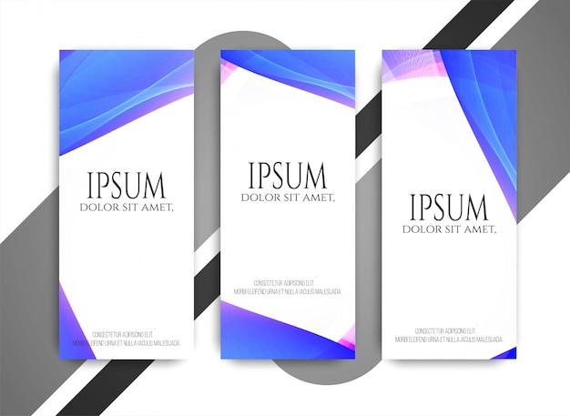 Conjunto de banners ondulado moderno abstracto