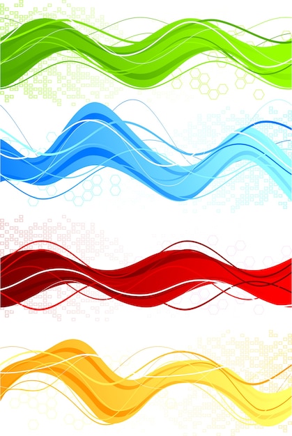 Conjunto de banners ondulados coloridos abstractos
