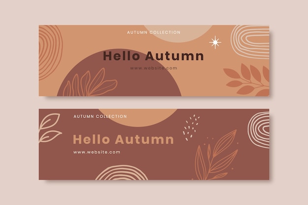 Conjunto de banners de otoño dibujados a mano