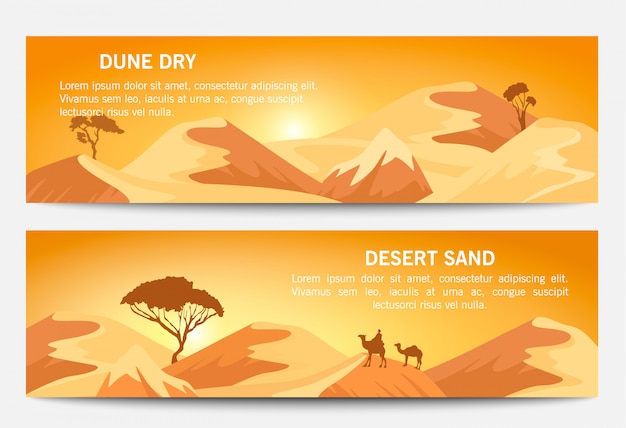 Vector conjunto de banners de paisaje de arena del desierto