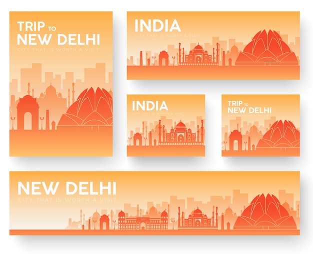 Vector conjunto de banners de paisaje de india