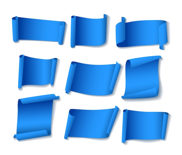 Vector conjunto de banners de papel azul