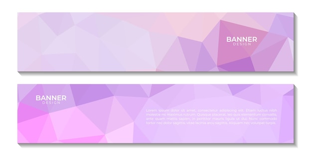 conjunto de banners plantilla rosa púrpura fondo abstracto con forma de triángulo