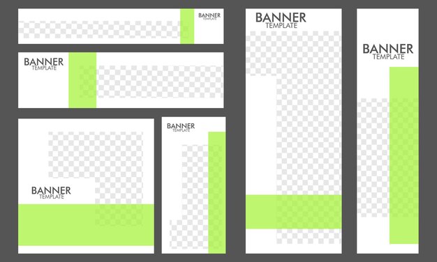 Un conjunto de banners para una portada de publicación de promoción de redes sociales de vector de color verde de banner y plantilla web