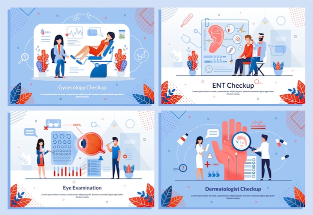 Conjunto de banners de promoción de chequeo médico importante