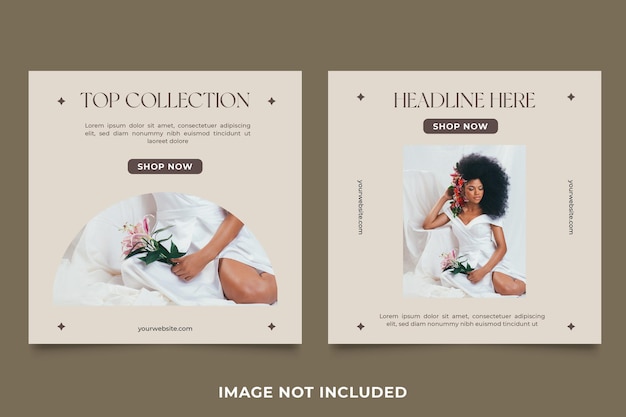 Conjunto de banners de publicación de instagram de moda vector premium