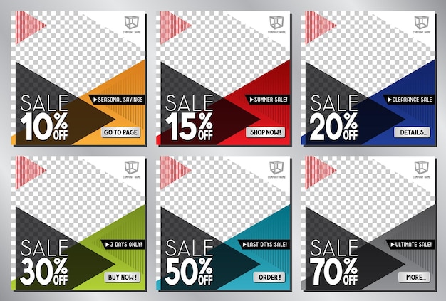 Vector conjunto de banners publicitarios de redes sociales