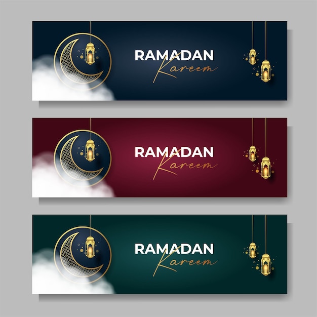 Vector conjunto de banners de ramadan kareem