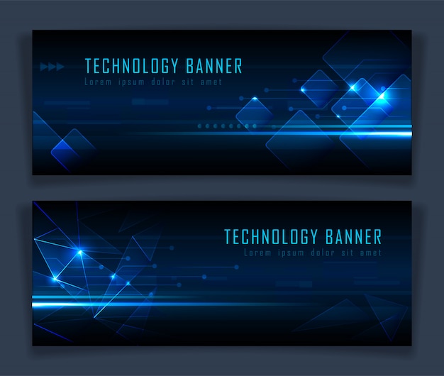 Vector conjunto de banners de tecnología futurista