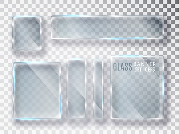 Conjunto de banners transparentes de vidrio. Vidrio plano
