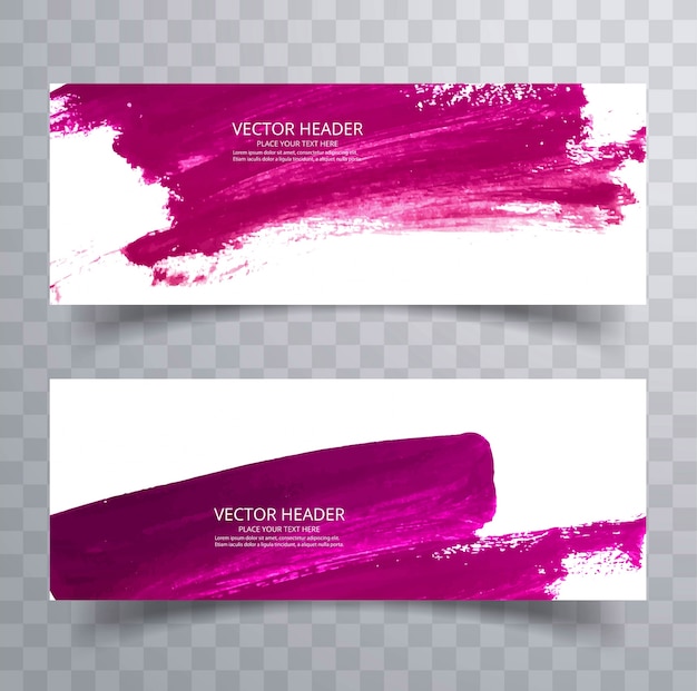 Vector conjunto de banners de trazo acuarela hermosa