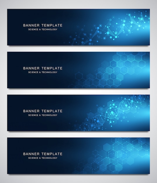 Conjunto de banners vector científico y tecnológico