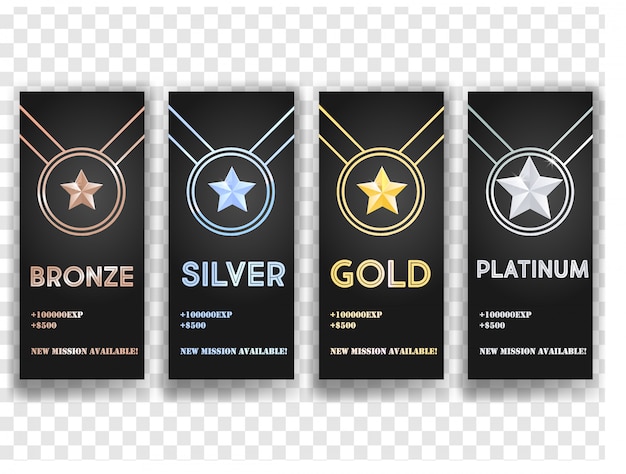 Conjunto de banners vector negro con oro