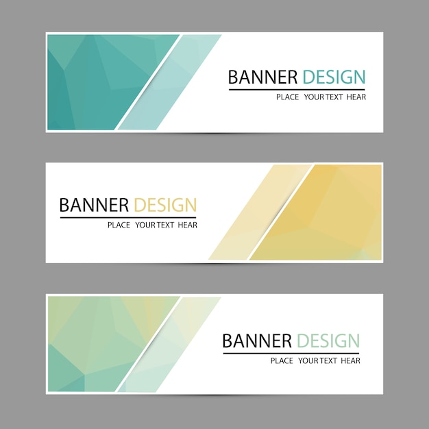 Vector un conjunto de banners vectoriales con fondo poligonal