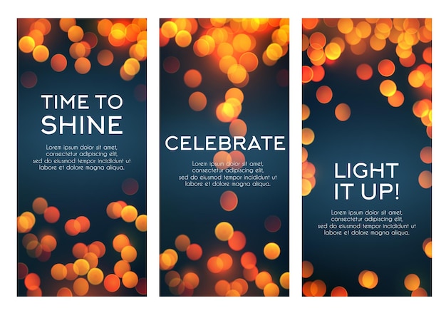 Conjunto de banners vectoriales para saludos de celebración