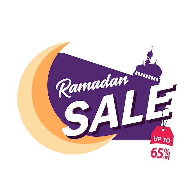 Conjunto de banners de venta de ramadán descuento y etiqueta de mejor oferta o conjunto de pegatinas con motivo del Ramadán