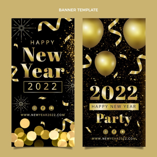 Conjunto de banners verticales de año nuevo degradado