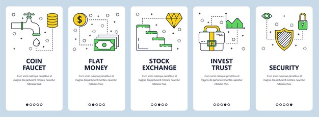 conjunto de banners verticales con Coin faucet