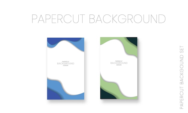 Conjunto de banners verticales con fondo abstracto 3D y formas cortadas en papel