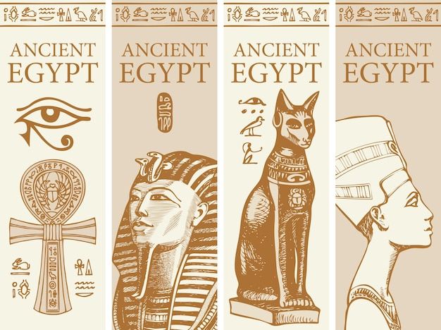 Conjunto de banners de viaje al estilo de egipto