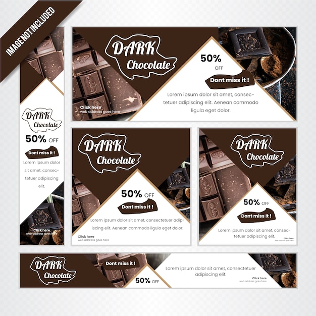 Vector conjunto de banners web para chocolatería