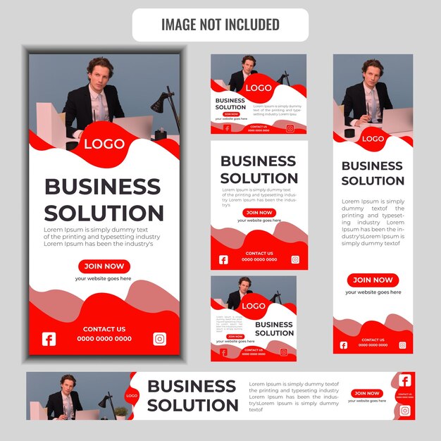 Conjunto de banners web creativos de tamaño estándar con un lugar para fotos diseño de plantilla moderna