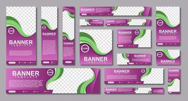 Conjunto de banners web creativos de tamaño estándar con un lugar para fotos Diseño de plantilla moderno