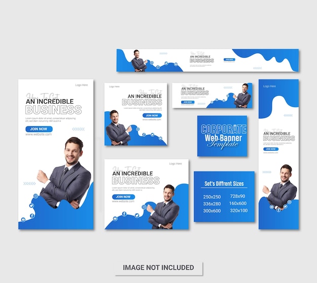 Conjunto de banners web creativos de tamaño estándar con lugar para fotos Diseño de sets publicitarios comerciales