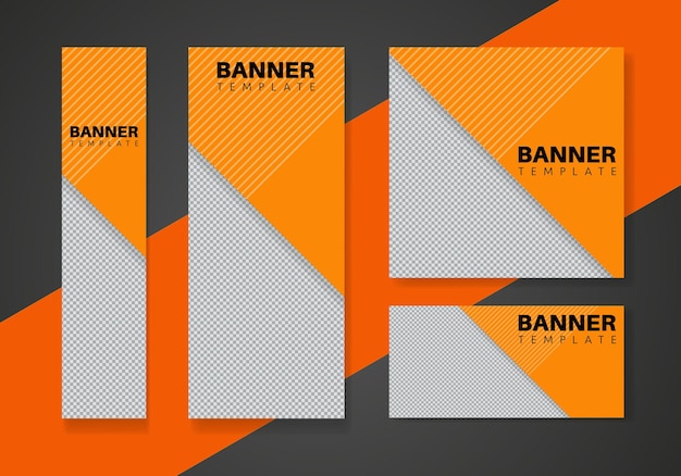 conjunto de banners web creativos de tamaño estándar. Plantilla vertical, horizontal y cuadrada.