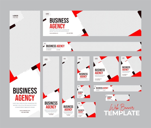 conjunto de banners web de diferentes tamaños, plantillas de diseño de banners publicitarios web
