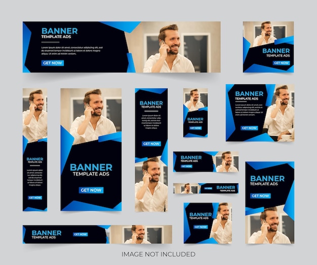 Conjunto de banners web de negocios modernos editables de tamaño estándar