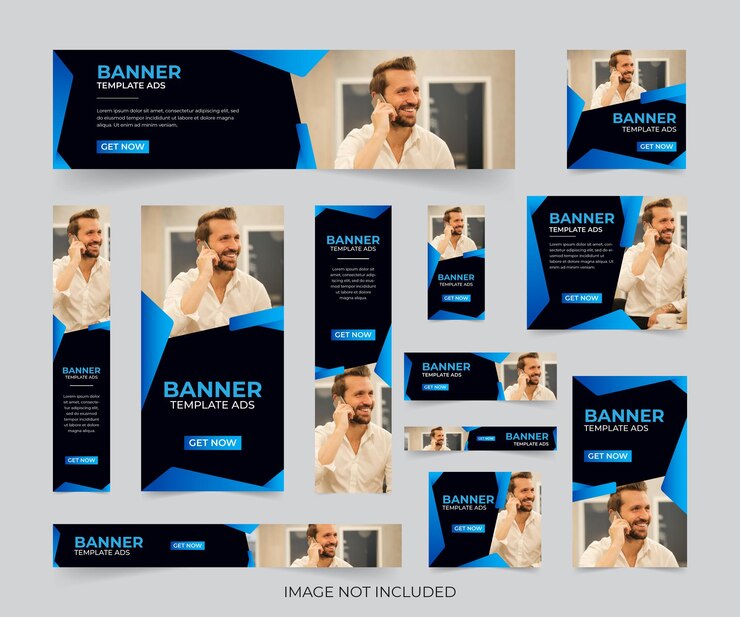Conjunto de banners web de negocios modernos editables de tamaño estándar
