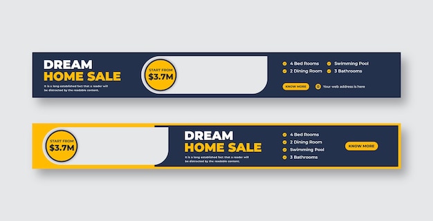 Conjunto de banners web de promoción de casas grandes y plantilla de anuncios de portada de redes sociales inmobiliarias