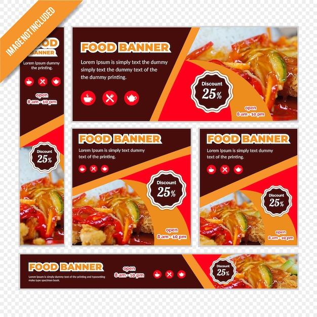 Vector conjunto de banners web para restaurante